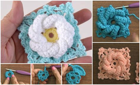 crochet 3d flower granny square pattern